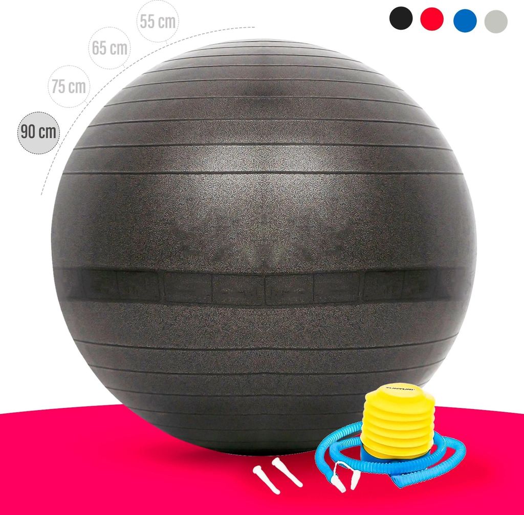 Gymnastik-Ball, besonders strapazierfähig und belastbar, Reißfest, inklusive Fußpumpe