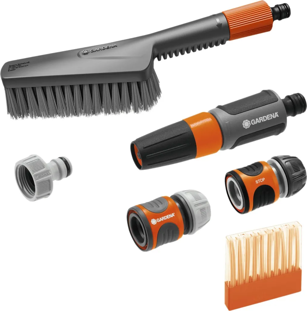 Equipement Cleansystem Gardena S avec brosse souple et manche ergonomique
