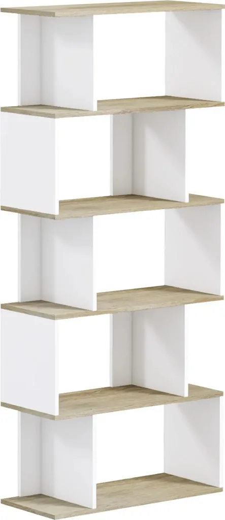 Bibliothèque 5 Niveaux Design Minimaliste en Bois Naturel 70x30x163 cm