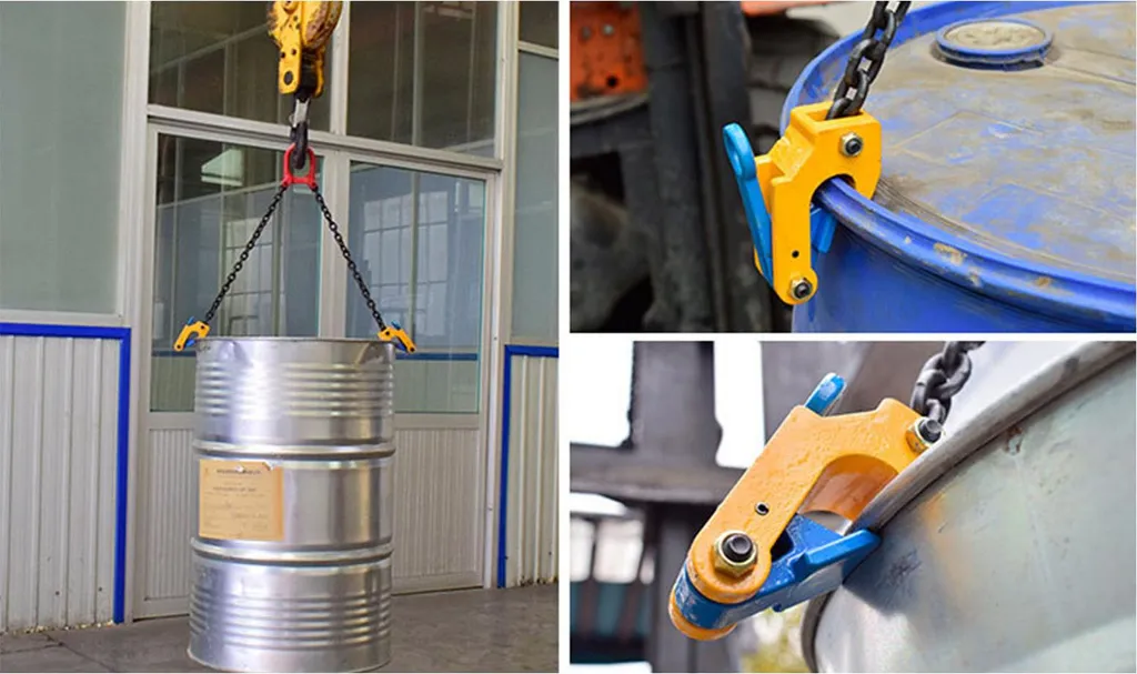 Élingue de levage pour fûts avec chaîne robuste 500kg, pinces de serrage - 12