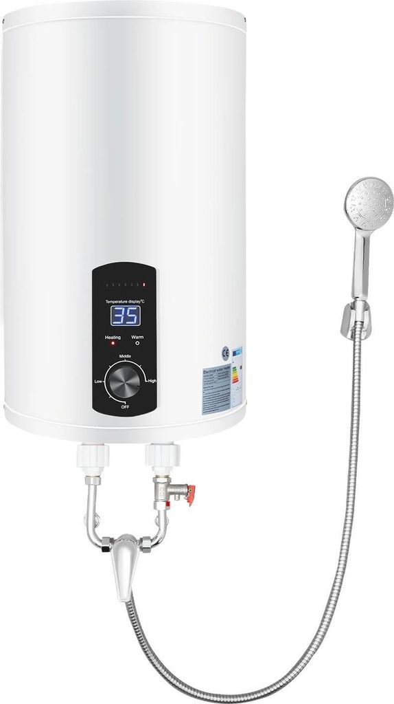 Elektrischer Warmwasserbereiter - Boiler - Kapazität 50 l - Vertikal - Digitalanzeige - EU-Norm - Isolierung - Emaille-Beschichtung - Weiß