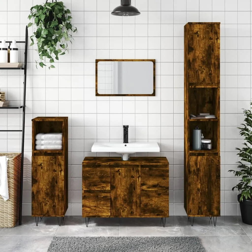 Offerta Mobile Sottolavabo 80 cm Rovere Fumé - Mobile Bagno Robusto
