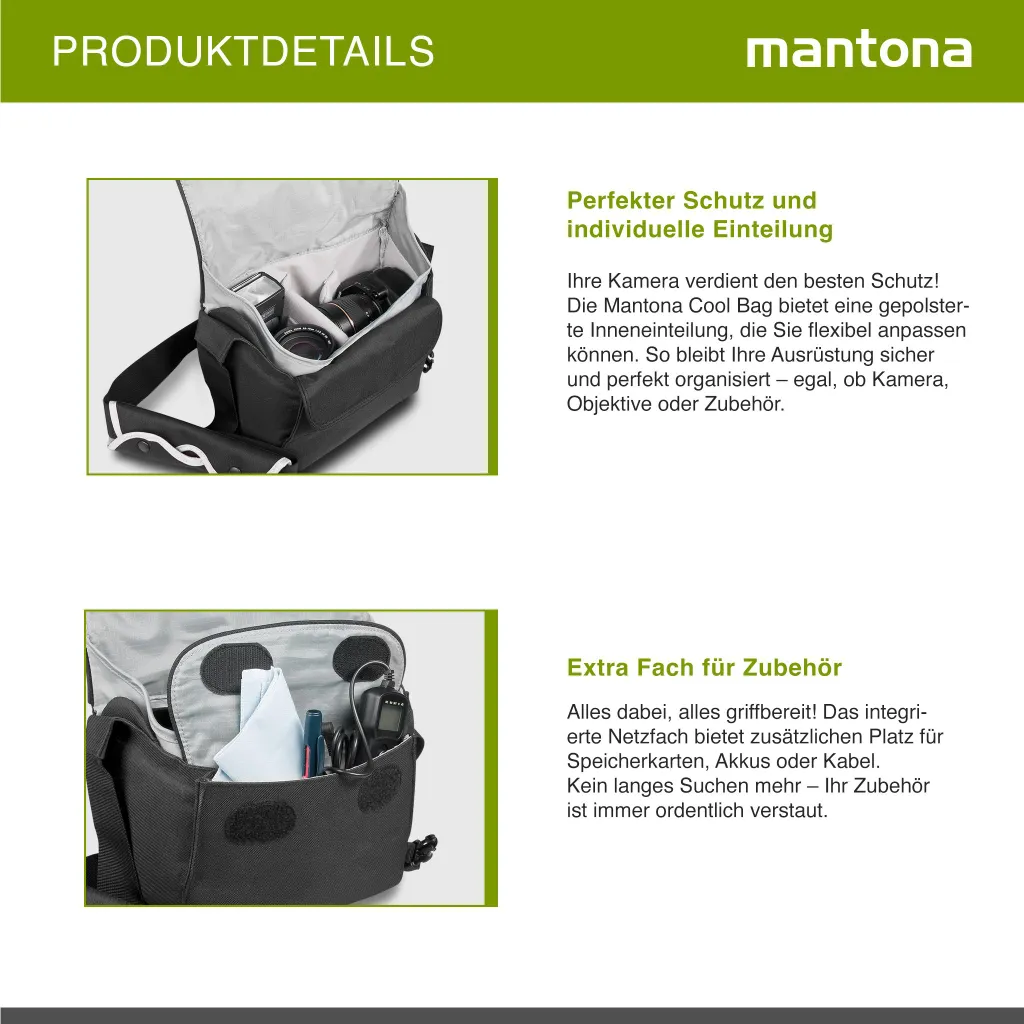 Borsa Fotografica Mantona Milano | Tracolla Regolabile, Imbottita E Impermeabile | Per DSLR E Sistema Con 2 Obiettivi