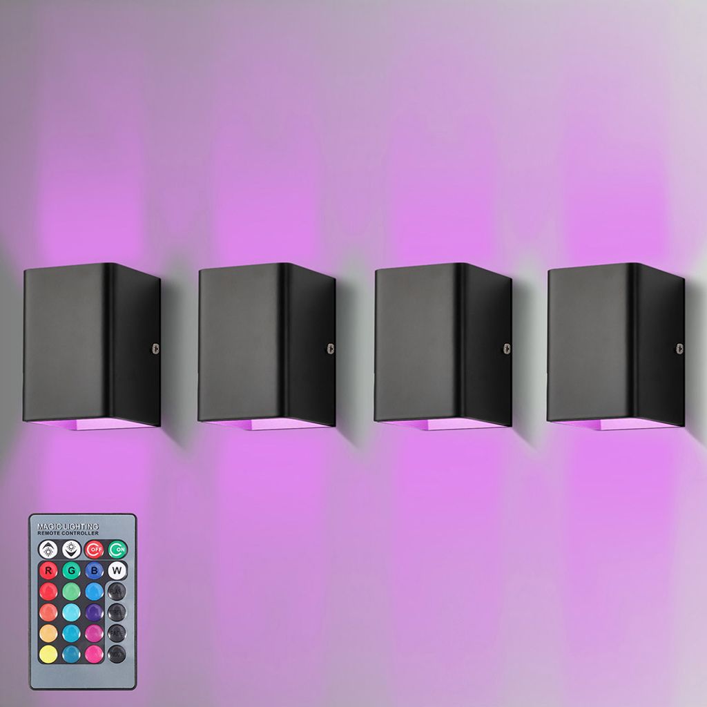 4 Stück LED Wandleuchte Innen RGB