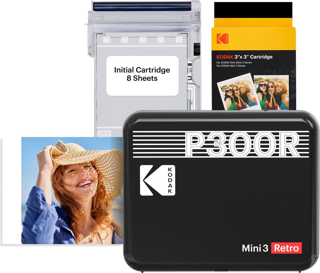 Kodak P300RBWB Mini 3 Retro Smartphone Fotodrucker Schwarz Produktbild 