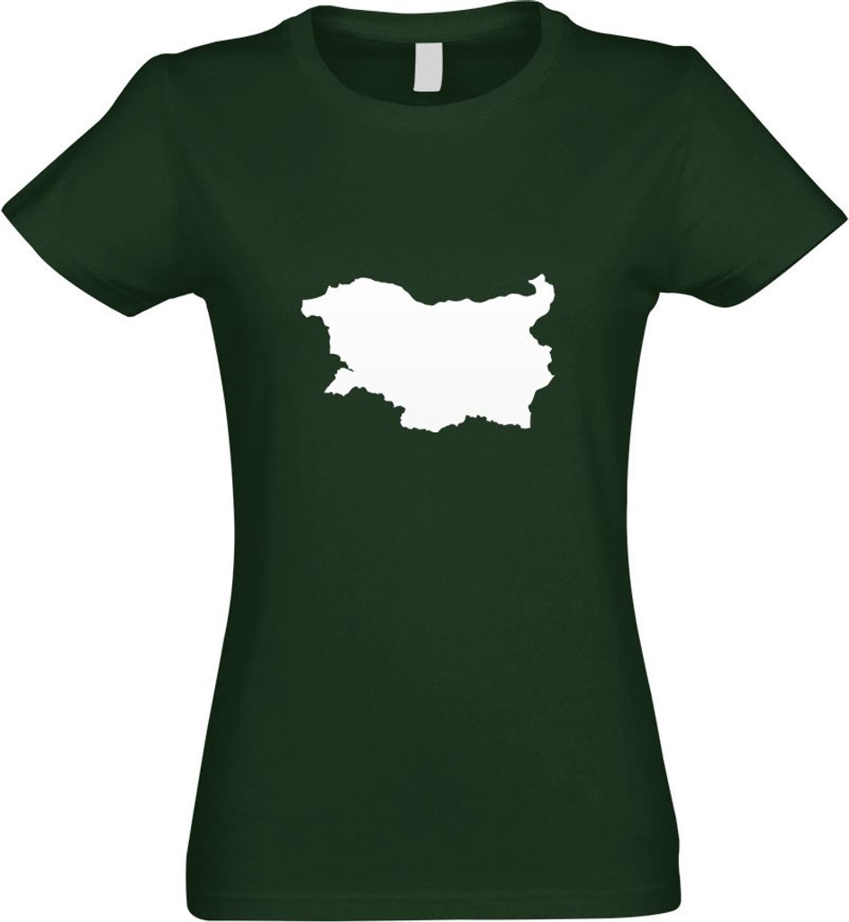 Kiwistar - T-Shirt tailliert - Damen - flaschengrün - Bulgarien Umriss Kontur - mit Motiv Bedruckt - Funshirt Design - Sport - Freizeit - Damen - XL