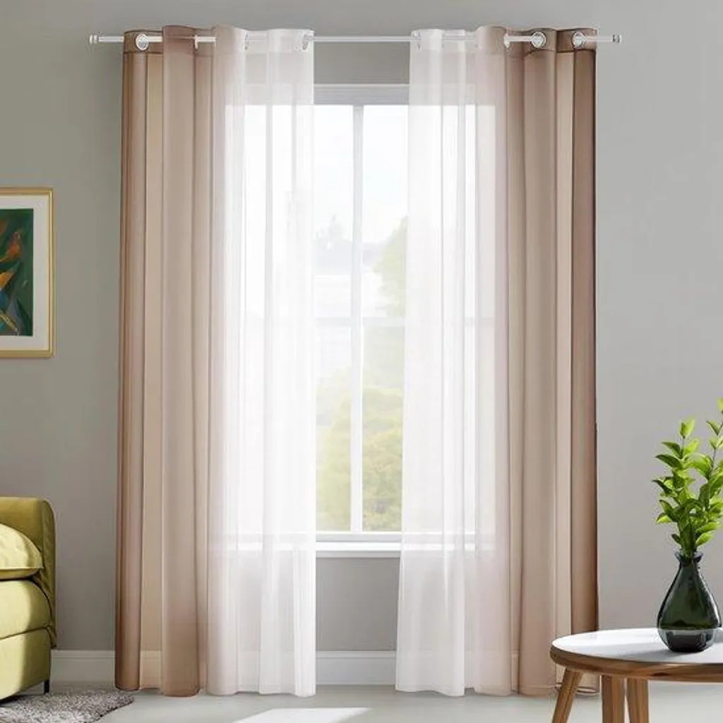 Rideaux gaze de polyester 140x215 cm - Set de 2 panneaux déco élégants