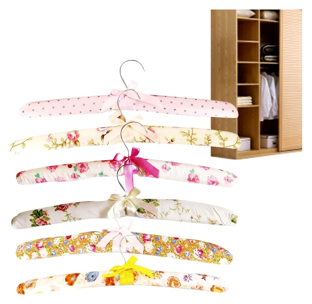 Gepolsterte Kleiderbügel,Gepolsterte Kleiderbügel, 6 Stück Kleiderbügel für Damen, Dick gepolsterte Kleiderbügel für Damenbekleidung, Kleide...