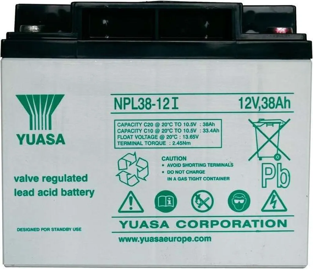 Yuasa NPL 38 Batterie Longue Durée de Vie 12V 38Ah Technologie VRLA