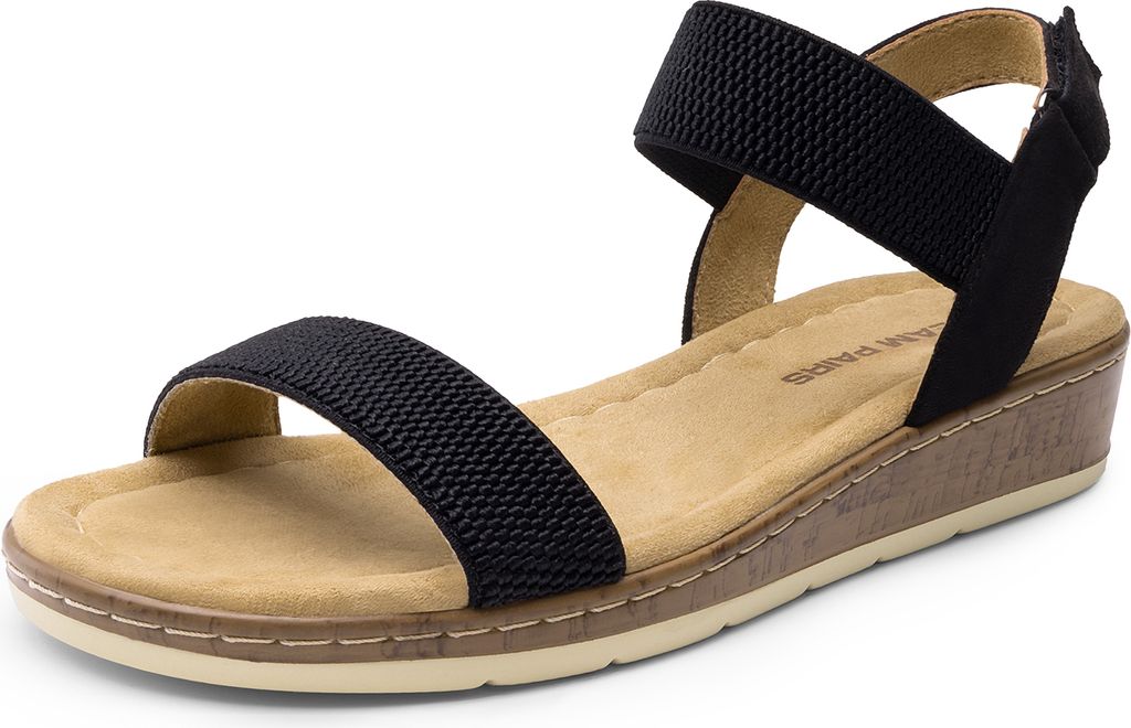 DREAM PAIRS Damen Sandalen flache Sandalen Sommer,Farbe: SCHWARZ, Größe: 36.5