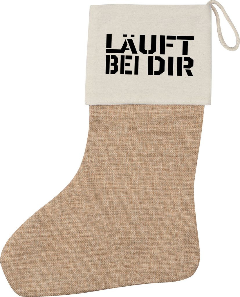 Huuraa Weihnachtsstrumpf Läuft bei dir Jugendwort Beige Jute Kaminstrumpf Geschenkidee