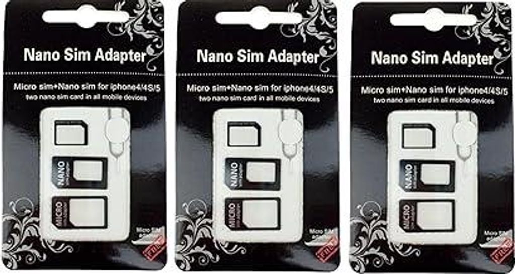 3X Kit 4 in 1 SIM Adapter Von Nano auf Micro SIM Karte Nano Micro Simkarten Mobilgeräte (Nano auf Micro, Micro auf Standard, Nano auf Standard) + ...