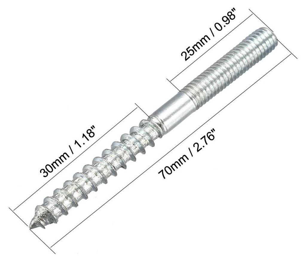 8 Stš¹ck M6 Aufh?nger Schrauben L?nge 2-3/4"(70mm) Doppelkopfschrauben Selbstschneidende Ersatz 6 mm Holzgelenk M?belbeine