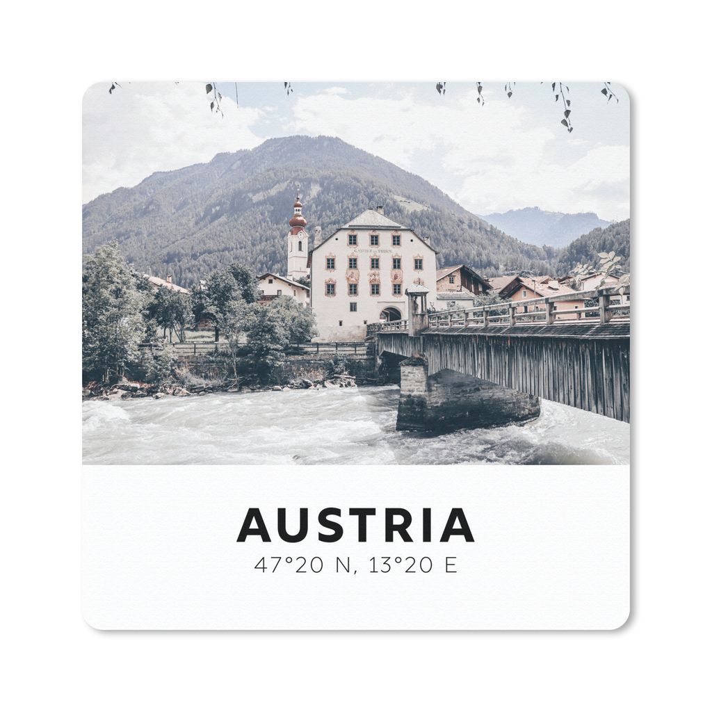 MuchoWow Mauspad Mousepad Österreich - Fluss - Bäume 20x20 cm - Mousepads - Maus Mat - Pad - Mausunterlage - Desk Mat - Bureauartikeln