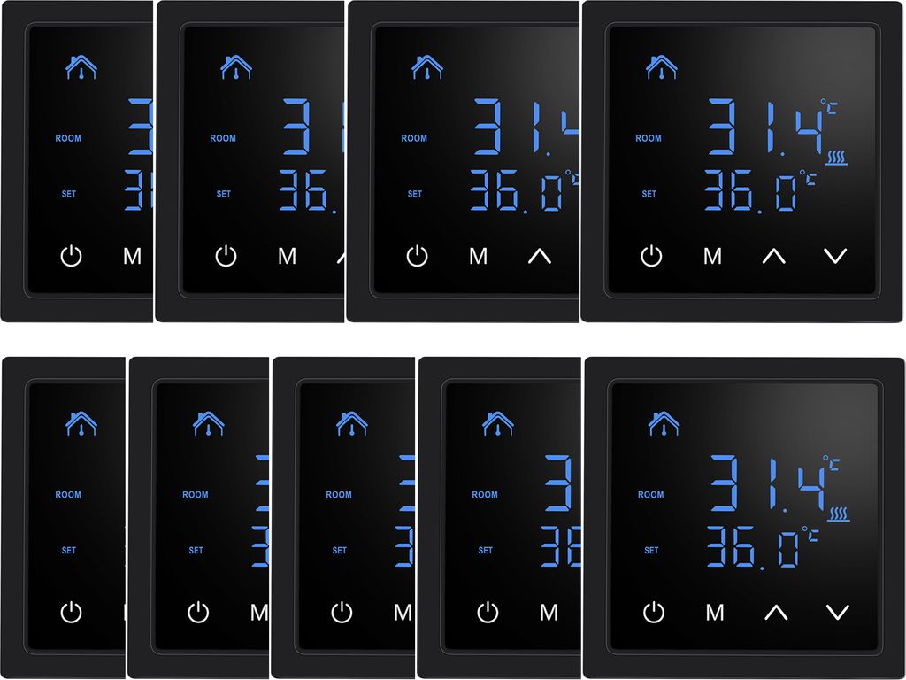 9X Smart Thermostat 16A Raumthermostat elektrische Heizungssteuerung Fußbodenheizung, mit LED-Touchscreen, für zu Hause Büros Einkaufszentren Ho...