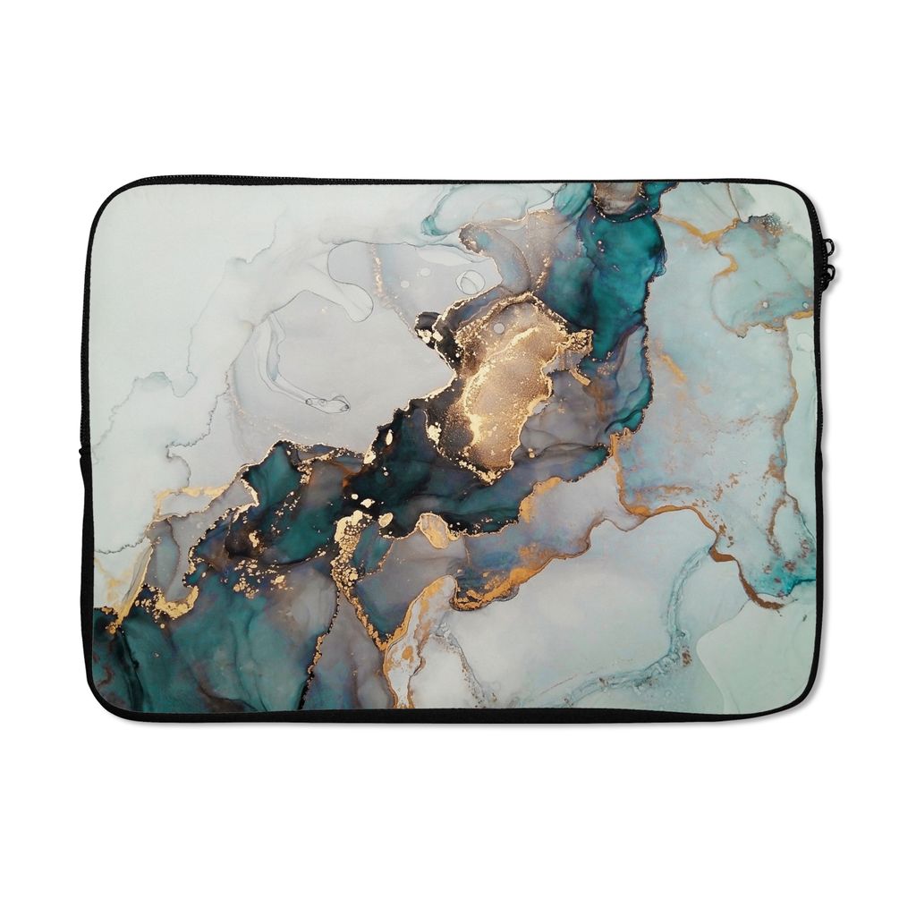 MuchoWow Laptop Hülle 13 Zoll Blau - Marmor - Gold Laptoptasche - Laptophülle - Sleeve - Rundumschutz