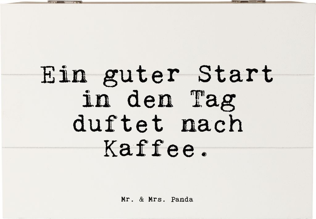 Mr. & Mrs. Panda Holzkiste Ein guter Start in... 22 x 15 cm - Weiß - Geschenk, Spruch Sprüche Weisheiten Zitate Lustig Weisheit Worte, Kaffee, Gu...