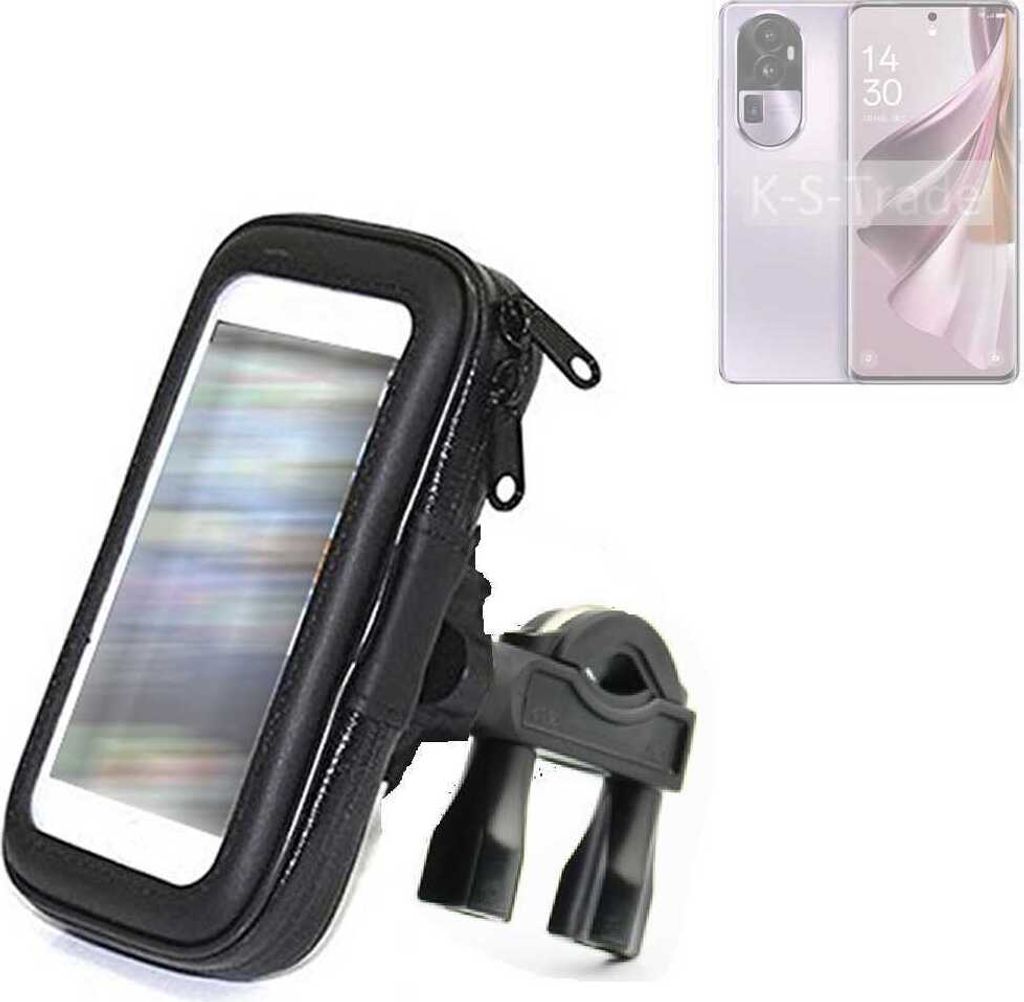 K-S-Trade Fahrrad-Halterung kompatibel mit Oppo Reno10 PHW110 Handy-Halterung Halter Lenkstange Fahrradhalterung Motorrad Bike Mount Wasserabweisend