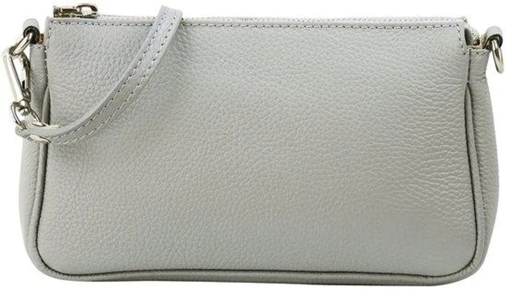 Petit sac de soirée en cuir gris 23x13cm - Finition artisanale luxe