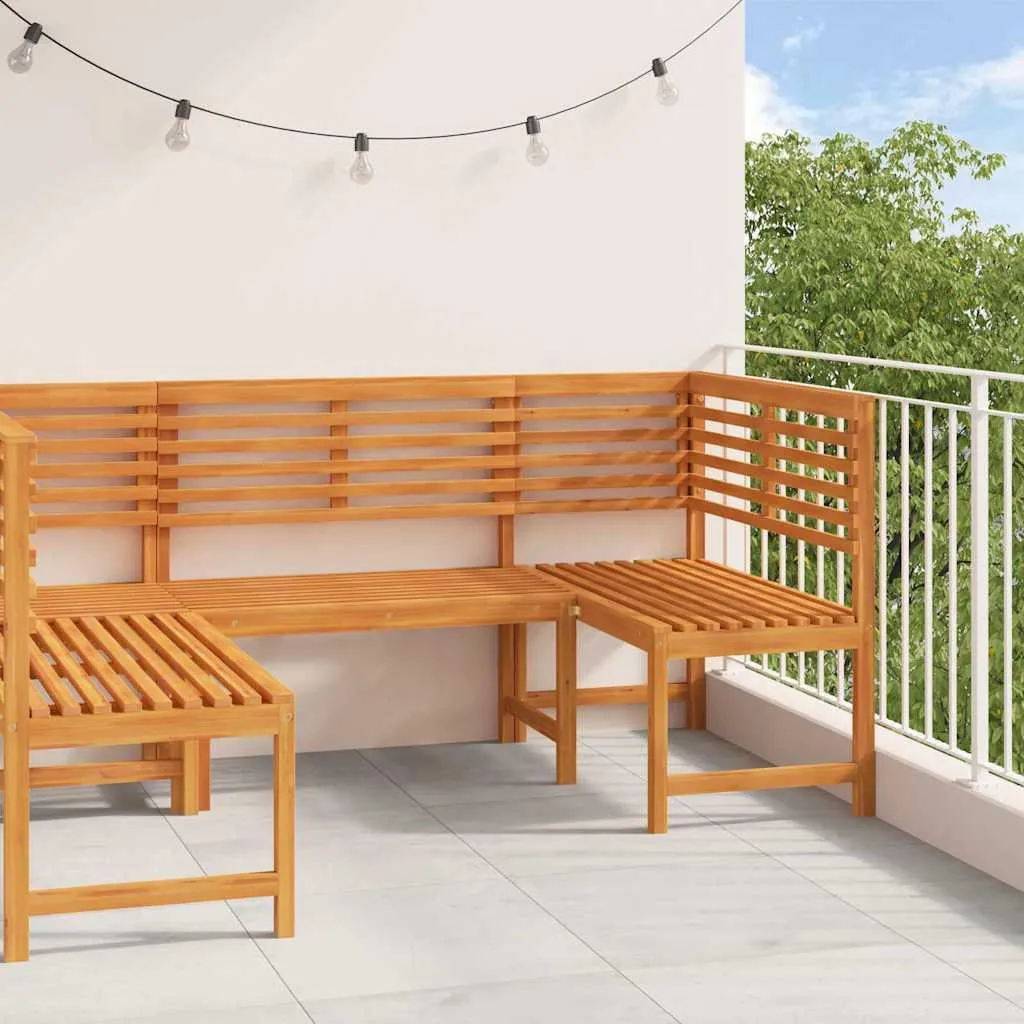 Aménagement jardin : Ensemble de 3 bancs en bois massif d'acacia brun - 2