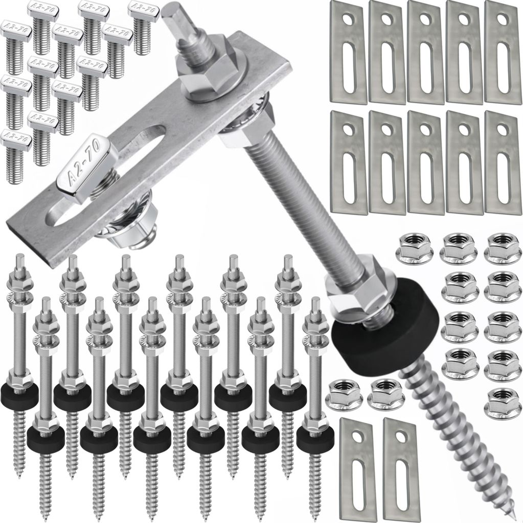 3 Module Montageset Stockschraube 20cm Hammerkopf 17,3