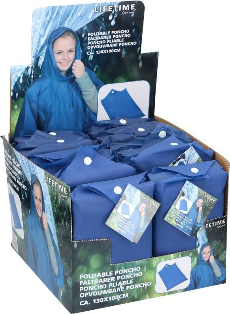 Regen-Poncho mit Kapuze, faltbar, Einheitsgröße Produktbild 