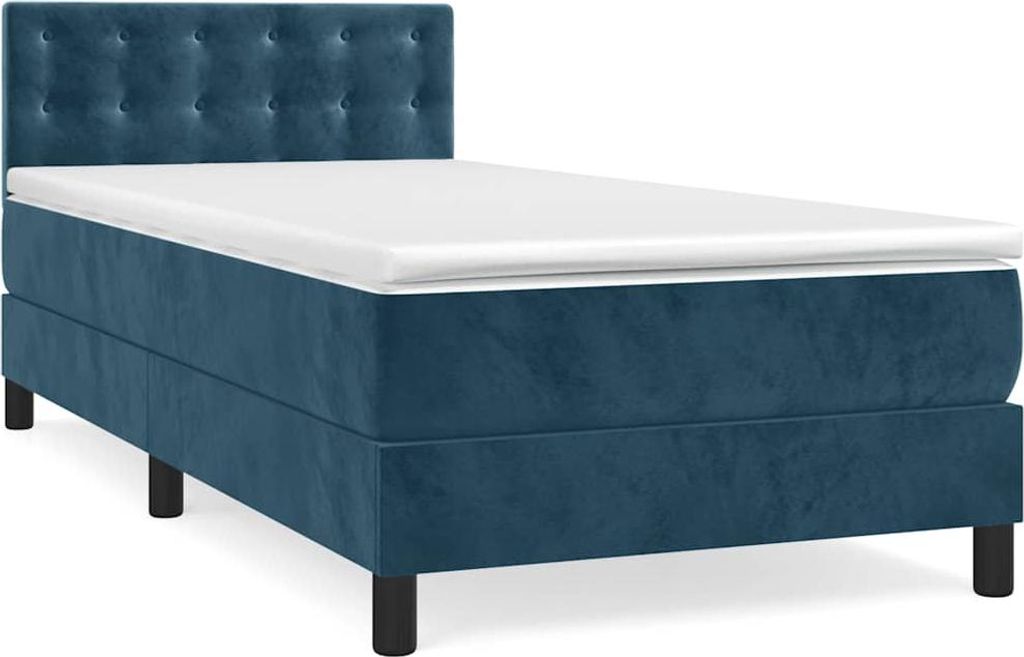 vidaXL Boxspringbett mit Matratze Dunkelblau 80x200 cm Samt