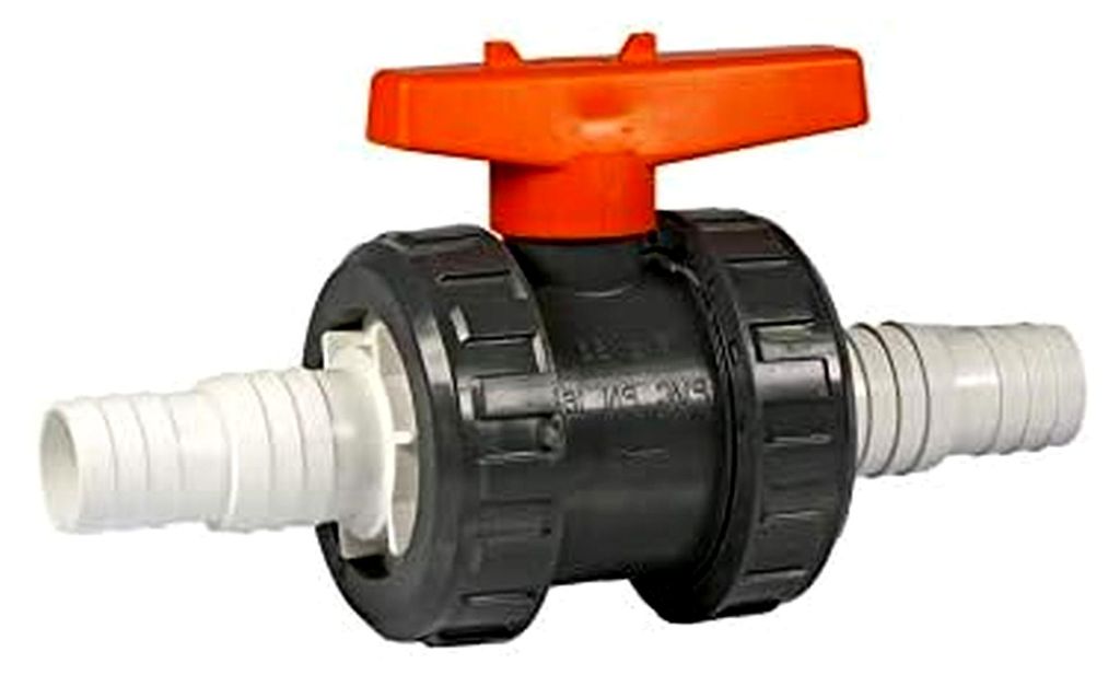 Kugelhahn PVC, Ø 32/ Ø 38 Schlauchanschluss Weiß (abnehmbare Überwurfmutter)