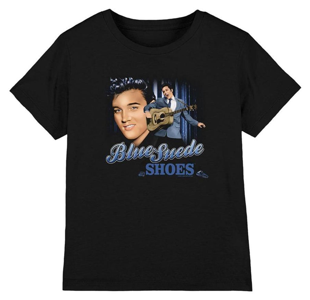 Elvis Presley - "Blue Suede Shoes" T-Shirt für Kinder TV32550 (104) (Schwarz)