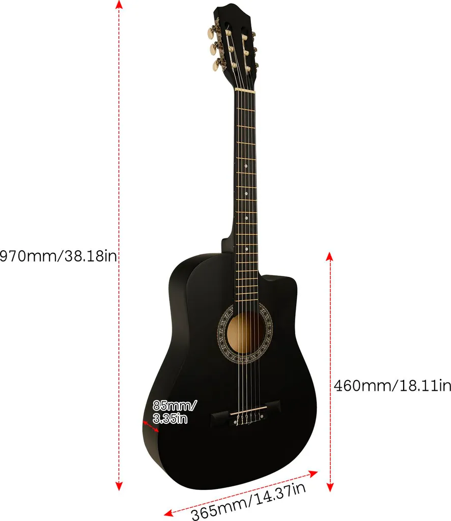 Guitare classique acoustique 6 cordes cutaway avec pack complet débutant