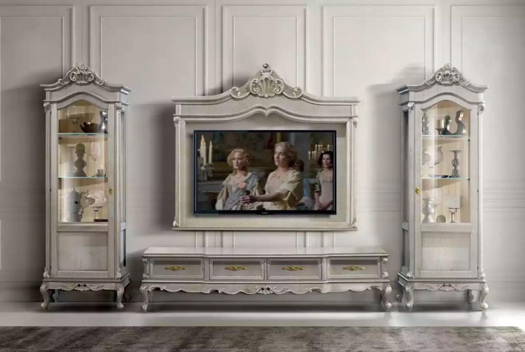 Gruppe RTV Lowboard TV Ständer Grau Wohnzimmer Set 4tlg Wohnwand Neu