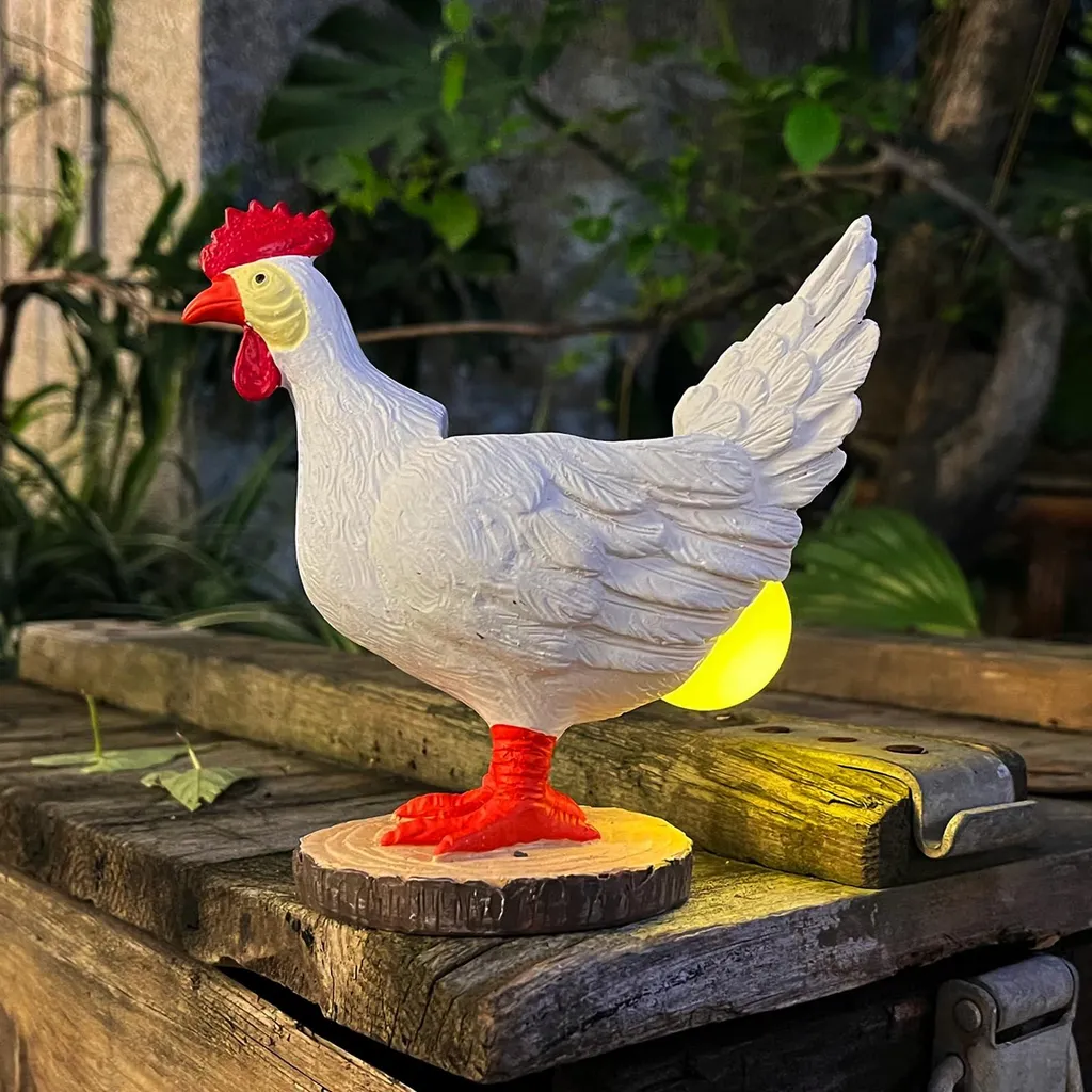 Lampe Miniature Solaire Décoration de Thanksgiving Poules et Œuf LED