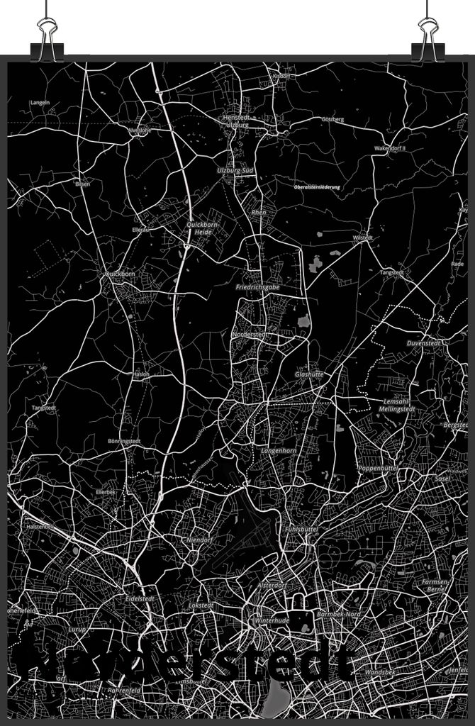 Mr. & Mrs. Panda Bild Norderstedt DIN A5 - Geschenk, Stadt Dorf Karte Landkarte Map Stadtplan, Wandbild, Kunstdruck, Wanddeko, drucke