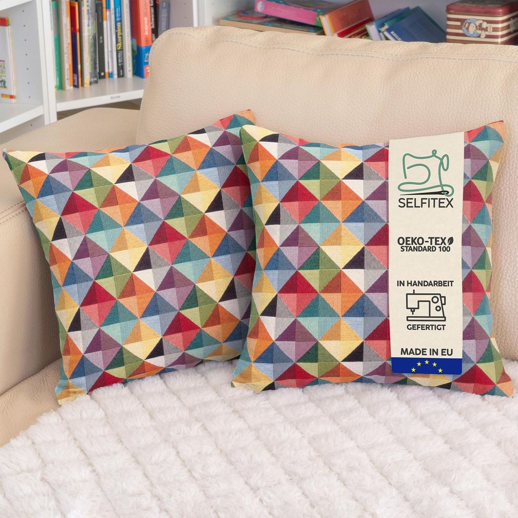 Selfitex 2er Set Bunte Couchkissen 40x40 cm, Sofakissen mit Produktbild 