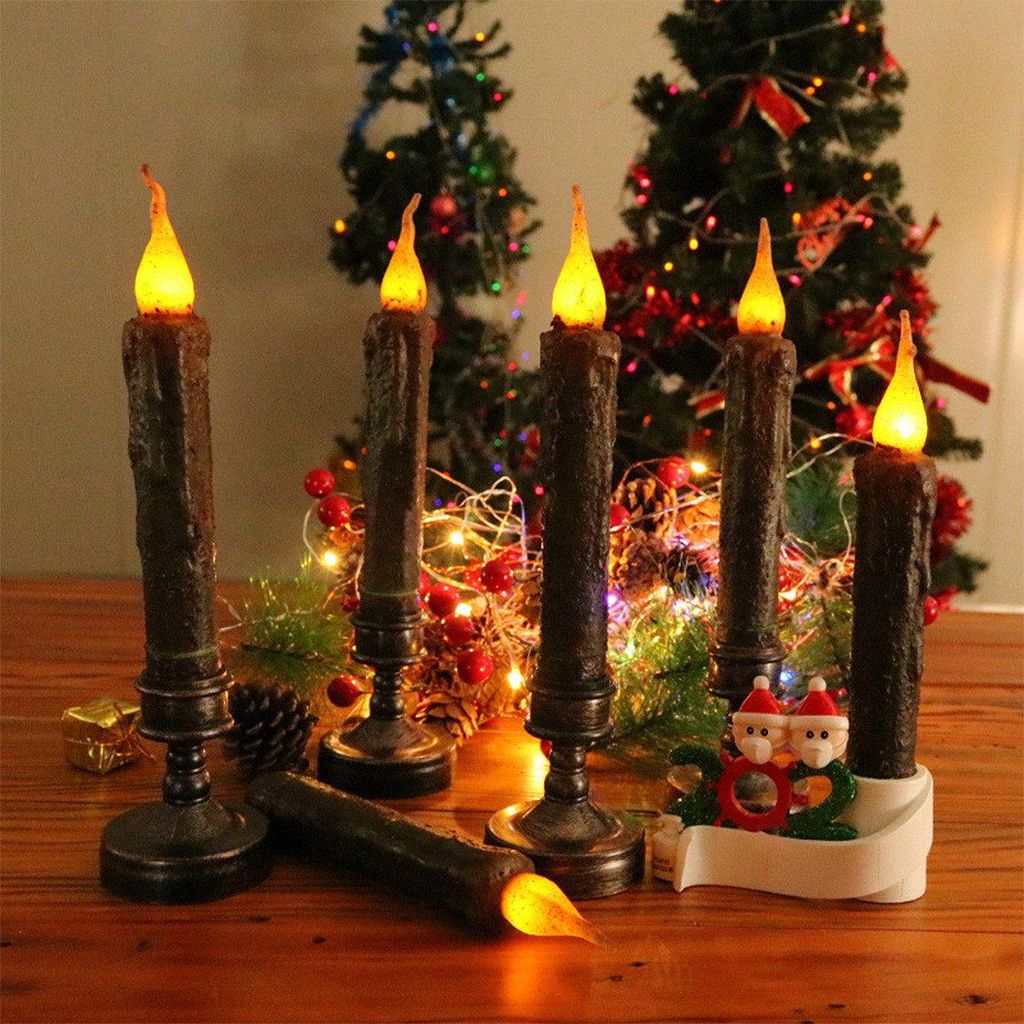 LED-Kerze 6St Halloween Kerzen LED Bluttropfen Optik flammenlos