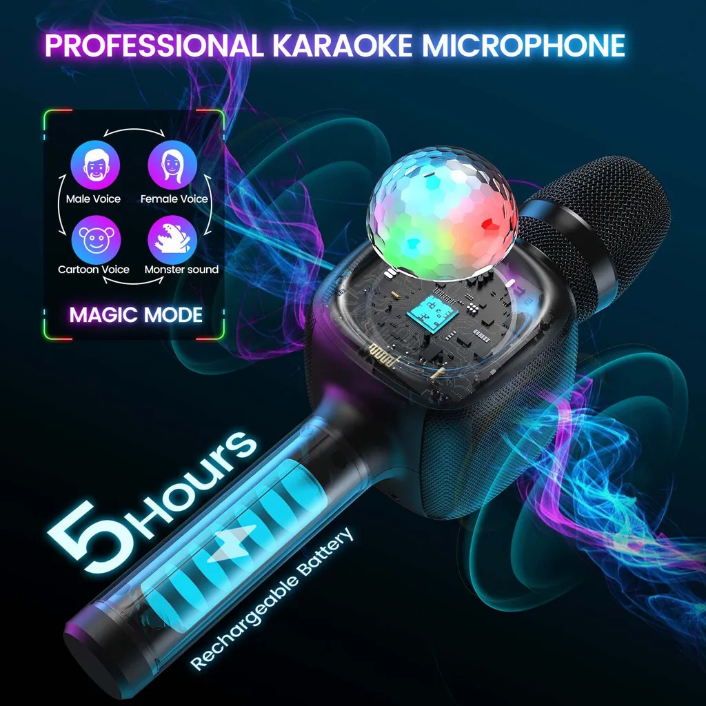 Microphone sans fil pour karaoké OneOdio rose, idéal fêtes et loisirs - 6