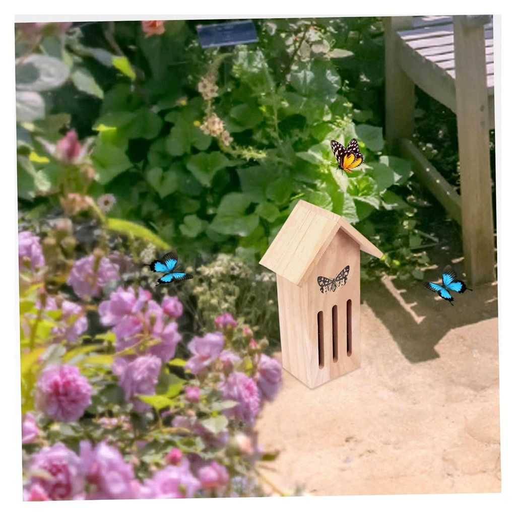 Holz-Schmetterlingshaus für den Außenbereich, wetterfestes Insektenhotel für Motten, Marienkäfer und Florfliegen