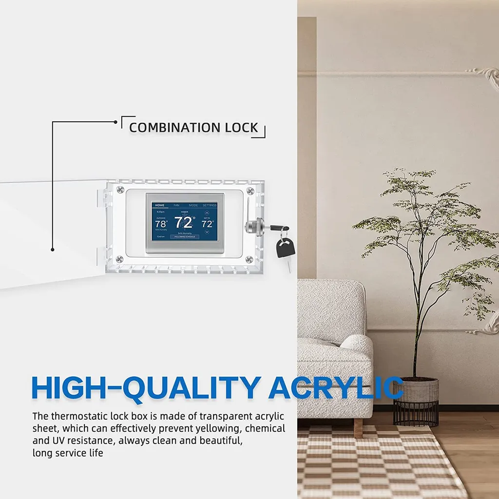 Couvercle de protection transparent pour thermostat avec serrure à clé - 7