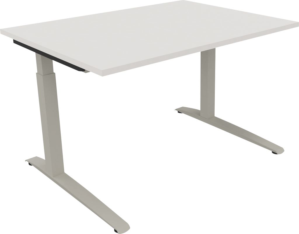 Schreibtisch Kufe Einzels. Quadrat B1800xT700xH650-850 si/Weiß