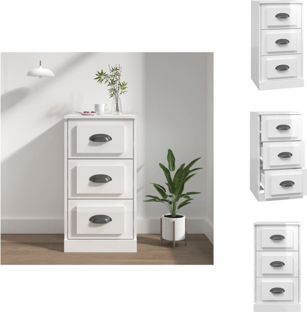 vidaXL Sideboard Hochglanz-Weiß 36x35,5x67,5 cm Holzwerkstoff - Sideboards