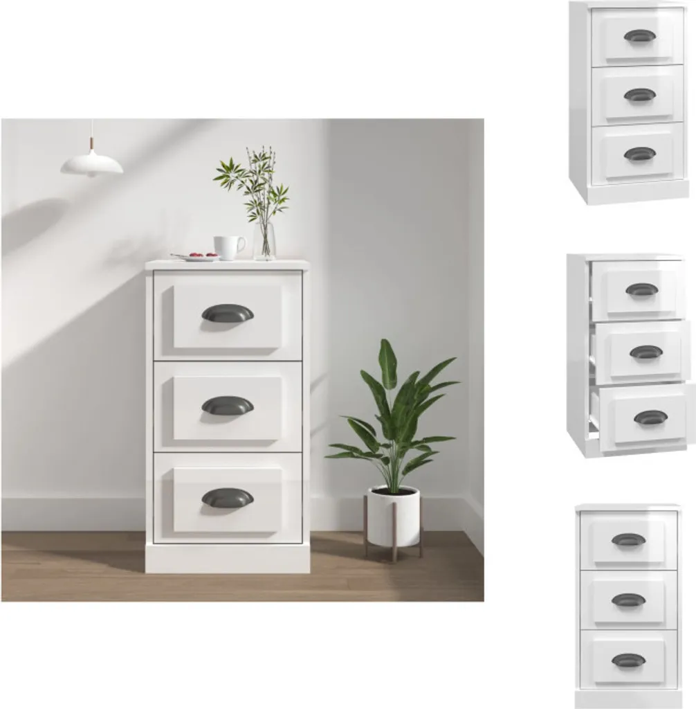 vidaXL Credenza Bianca Lucida 36x35,5x67,5 cm | Mobiletto Salvaspazio