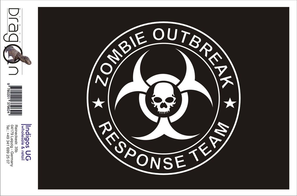 Aufkleber / Autoaufkleber - JDM / Die cut / Auto / OEM - Zombie Outbreak Skull - 120x120 mm rot - Heckscheibe / Heckscheibenaufkleber