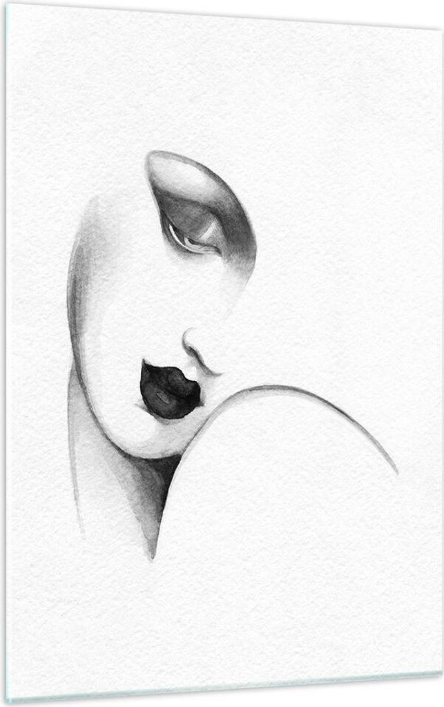 Bilder auf glas - Einteilig - Porträt Frau Skizze - 50x70cm - Glasbilder - Wandbilder - Bilder - zum Aufhängen bereit - Wanddekoration aus Glas -...