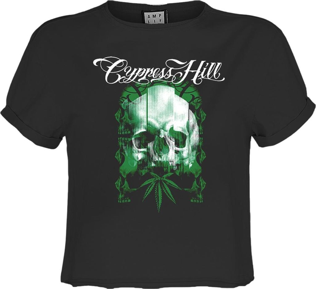 Amplified - "Glitched Skull" Kurzes Top für Damen GD2919 (S) (Holzkohle)