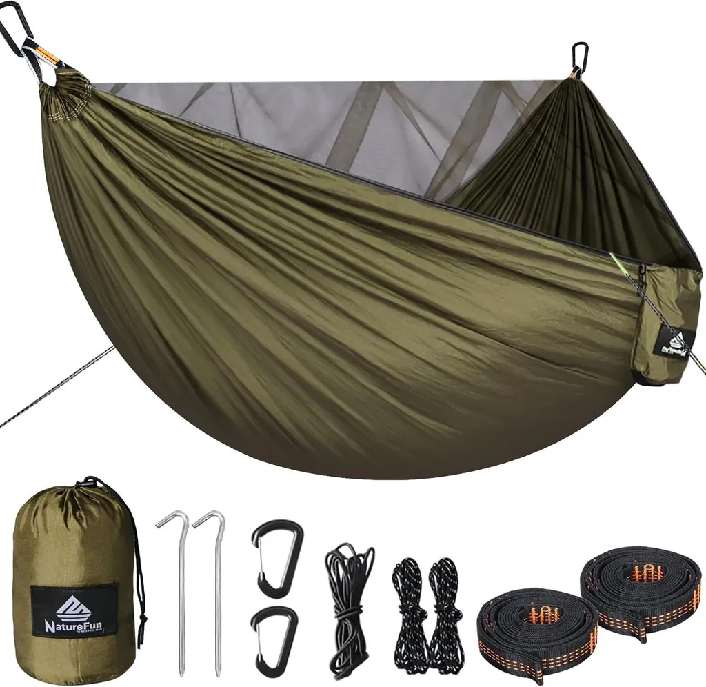 Hamac 300kg en nylon parachute respirant avec kit montage complet