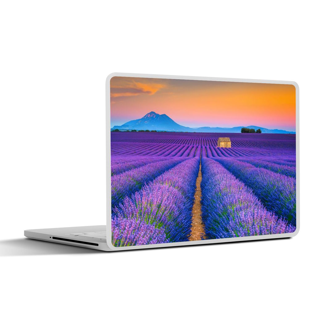 MuchoWow Laptop Aufkleber Sticker Cover Lavendel - Lila - Blumen 25x18 cm - Laptop-Deko