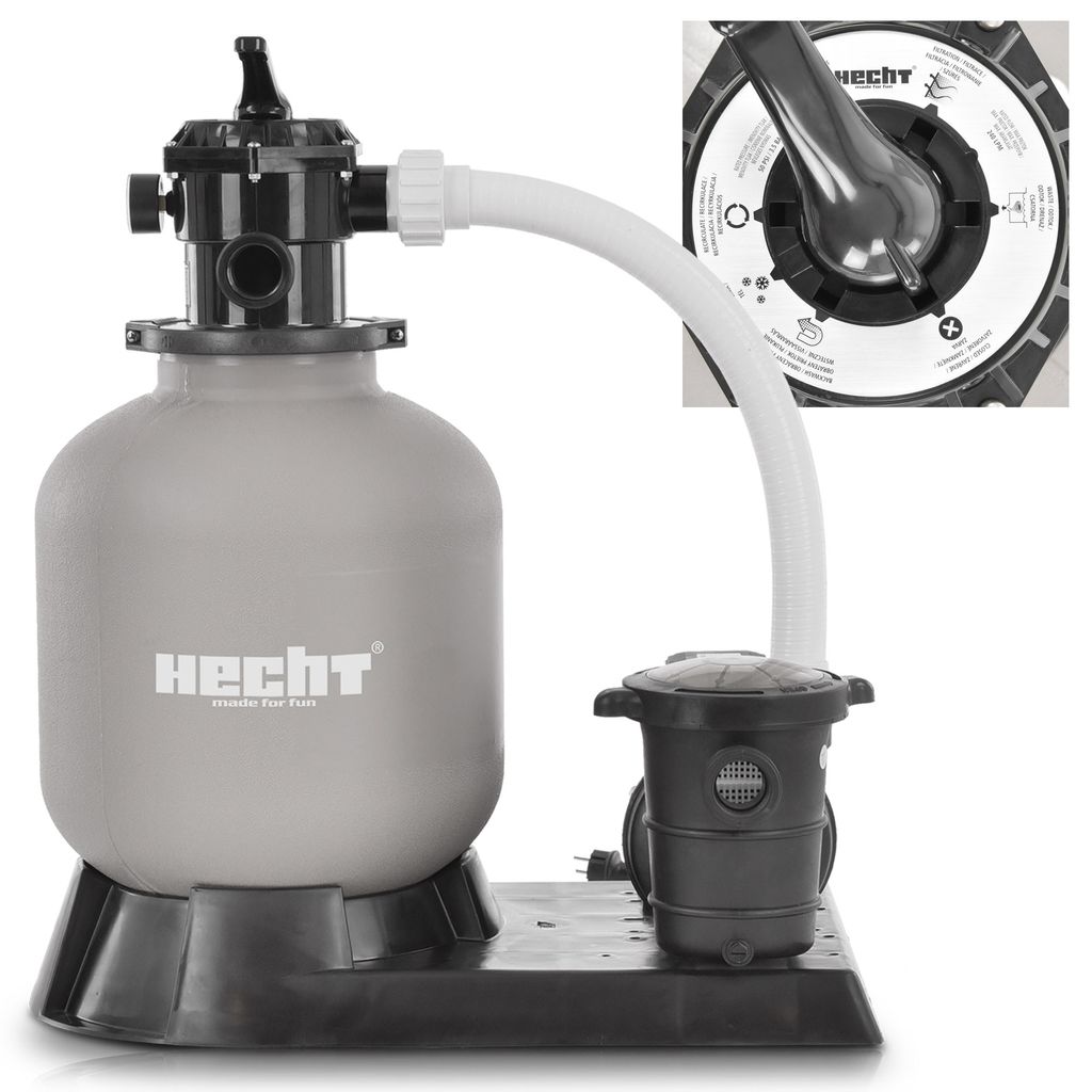 HECHT 302016 Sandfilteranlage Pool | 45 kg Sandkapazität | 550 W | 14,4 m³/h | 38 mm Anschluss