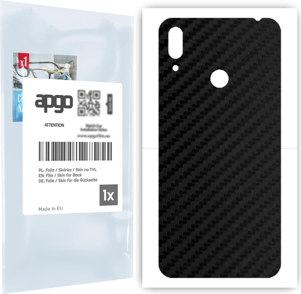 apgo Rückseite Schutzfolie für Huawei Y7 (2019) - Hinten Schutzfolie Carbon, Rückseite Folie schützt vor Kratzern und Fingerabdrücken