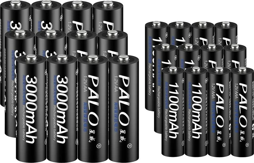 Lot de piles rechargeables 12 AA et 12 AAA pour jouets et domotique
