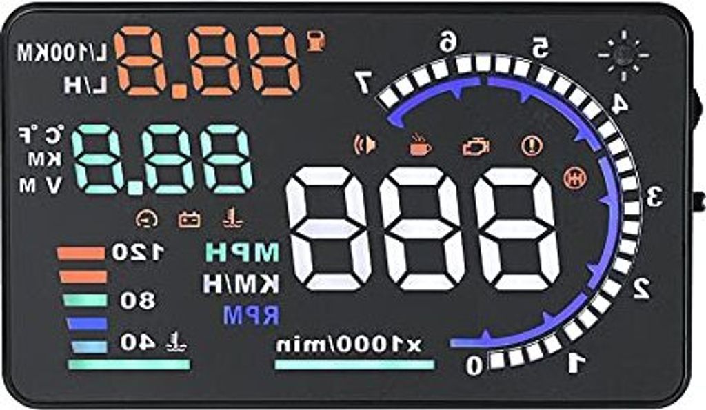 HUD -Kopf -Up -Display, 5,5 Zoll OBD2 -Auto mehrfarbig Windshated Reflective Screengeschwindigkeit Display Ermüdungserinnerung alle Fahrzeuge
